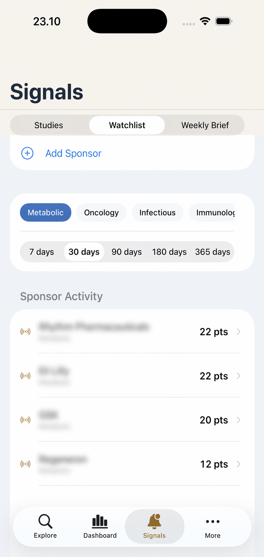 Signals watchlist — sponsor activity from public signals