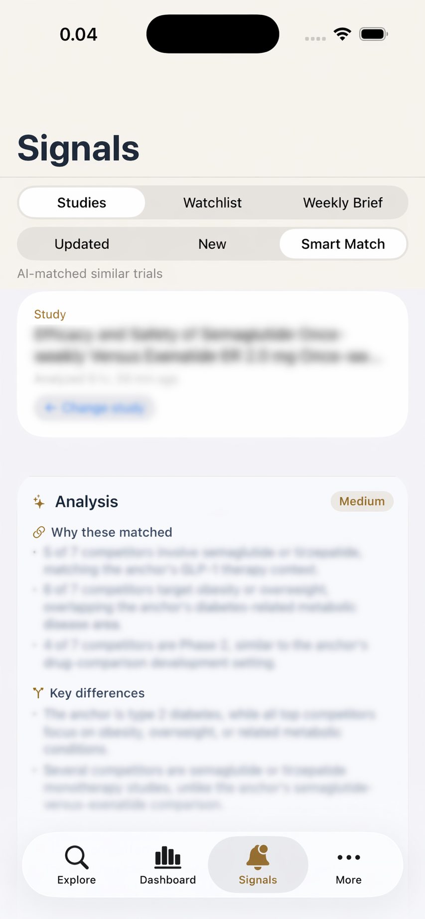 Smart Match — AI-assisted trial similarity analysis